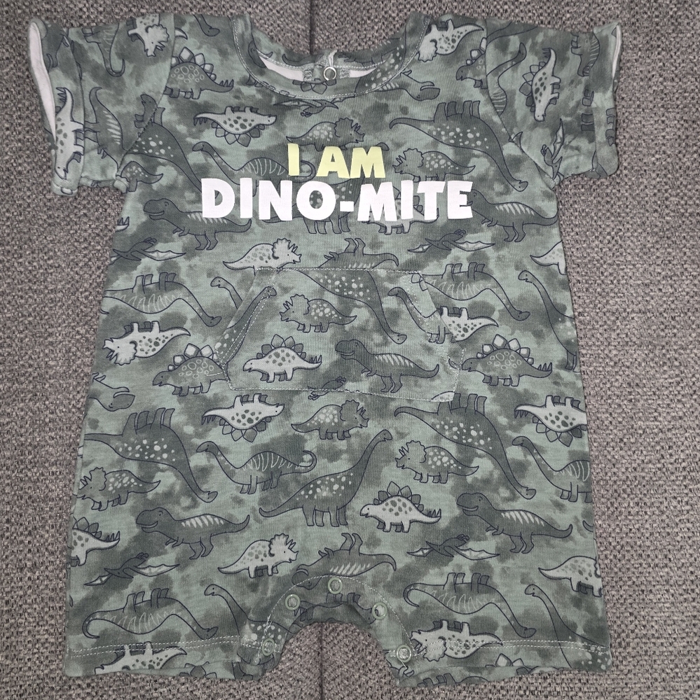 Green Dinosaur Print Baby Romper